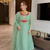 light green color embroidery beads work silk blend kurti set