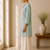 Blue cotton plain casual kurta set for women