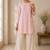 Pink cotton plain casual kurta set for women