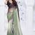 Sequin zarkan embroidered work green and black two tone satin saree