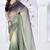 Sequin zarkan embroidered work green and black two tone satin saree