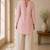 Pink cotton plain casual kurta set for women