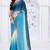 Sequin zarkan embroidered work sky blue color satin saree