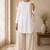 White cotton plain casual kurta set for women