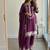Wine Color Embroidery And Thread Work  Satin Salwar Suit