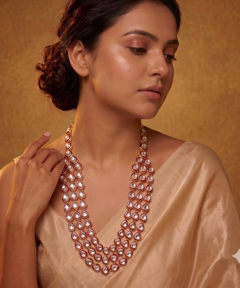 Maroon kundan necklace for women – royal festive jewellery