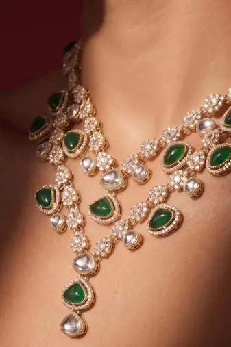 Green kundan necklace – classic festival jewellery