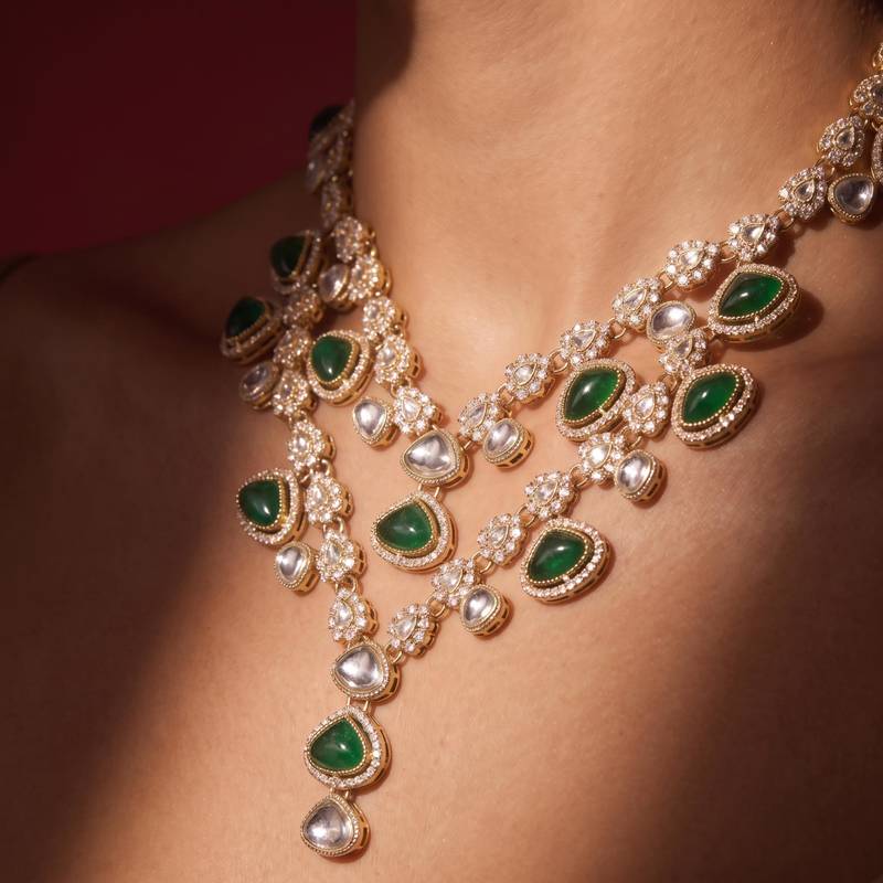Green kundan necklace – classic festival jewellery