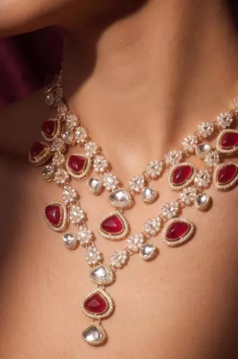 Maroon kundan necklace – heritage style jewellery