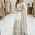 white color embroidery sequins work faux georgette gown set