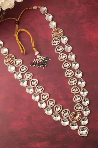 Peach kundan necklace for women – designer celebration jewellery
