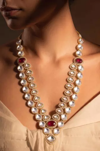 Maroon kundan necklace for women – premium ethnic fashion jewellery