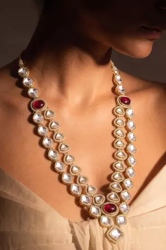 Maroon kundan necklace for women – premium ethnic fashion jewellery