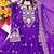 purple color embroidery sequins work faux georgette gown set