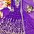 purple color embroidery sequins work faux georgette gown set