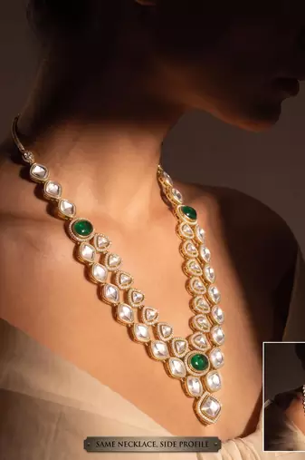 Green kundan necklace for women – stylish traditional jewellery