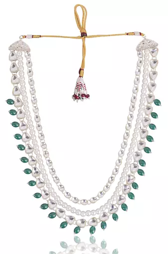 Green kundan pearl necklace for women – elegant festive jewellery