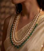 Green kundan pearl necklace for women – elegant festive jewellery