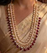 Maroon kundan pearl necklace for women – royal party wear accessory