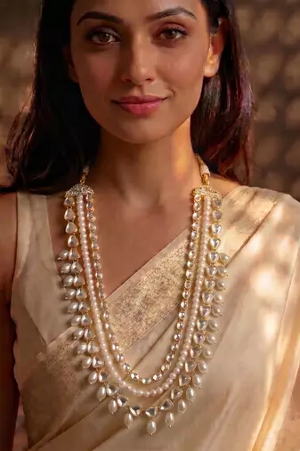White kundan pearl necklace for women – timeless party wear necklace