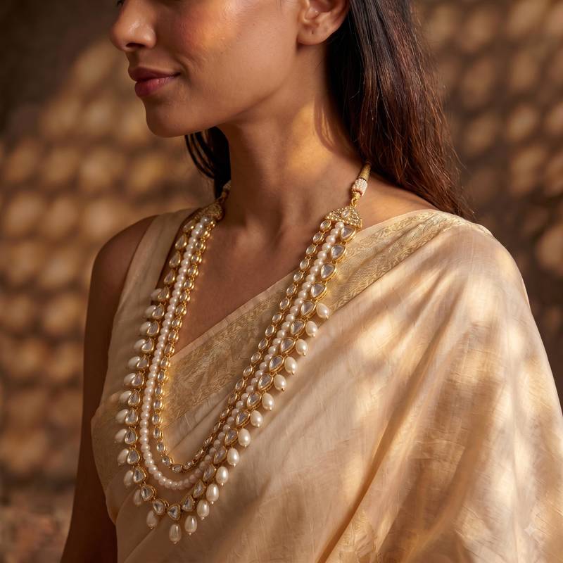 White kundan pearl necklace for women – timeless party wear necklace