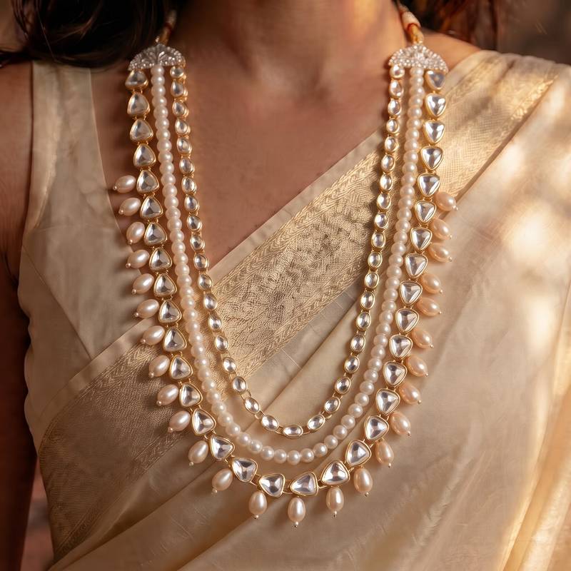 Gold kundan pearl necklace for women – grand celebration accessory