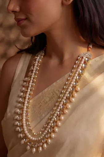 Gold kundan pearl necklace for women – grand celebration accessory
