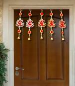 mdf ganesh ji bell hanging for home decor lotus wall hanging (pack of 2)