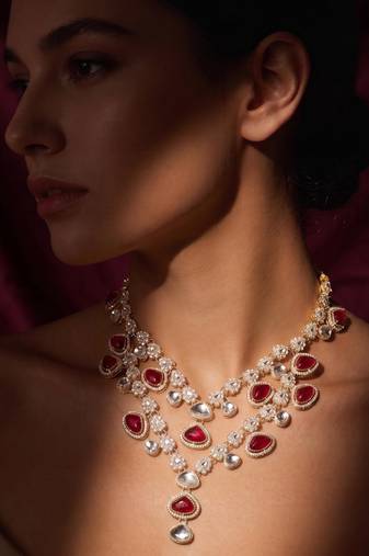 Maroon kundan necklace – heritage style jewellery