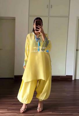 Yellow Color Embroidery Work Sillk Blend Salwar Suit  2