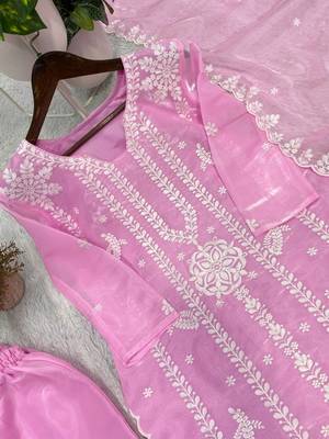 pink color embroidery work silk blend  salwar suit 2