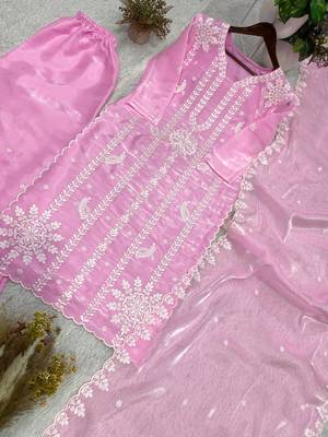 pink color embroidery work silk blend  salwar suit 3