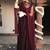 Wine rayon plain anarkali kurta set with dupatta for women
