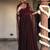 Wine rayon plain anarkali kurta set with dupatta for women