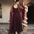 Wine rayon plain anarkali kurta set with dupatta for women