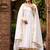 White cotton plain anarkali kurta set with dupatta for women
