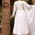 White cotton plain anarkali kurta set with dupatta for women