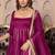Violet rayon plain anarkali kurta set with dupatta for women