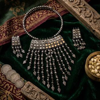 Silver color oxidised traditional necklace set 1