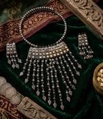 Silver color oxidised traditional necklace set