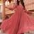 Rosegold georgette plain anarkali kurta set with dupatta for women
