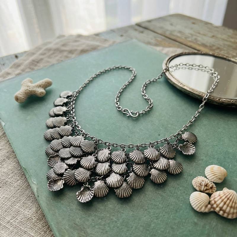 Silver color oxidised necklace for women