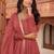 Rosegold georgette plain anarkali kurta set with dupatta for women