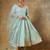 Blue cotton plain anarkali kurta set with dupatta for women