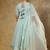 Blue cotton plain anarkali kurta set with dupatta for women