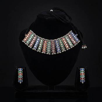 Multi color rainbow oxidised necklace set 2