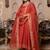 Orange rayon plain anarkali kurta set with dupatta for women