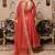Orange rayon plain anarkali kurta set with dupatta for women