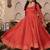 Orange rayon plain anarkali kurta set with dupatta for women