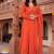 Orange georgette plain anarkali kurta set with dupatta for women